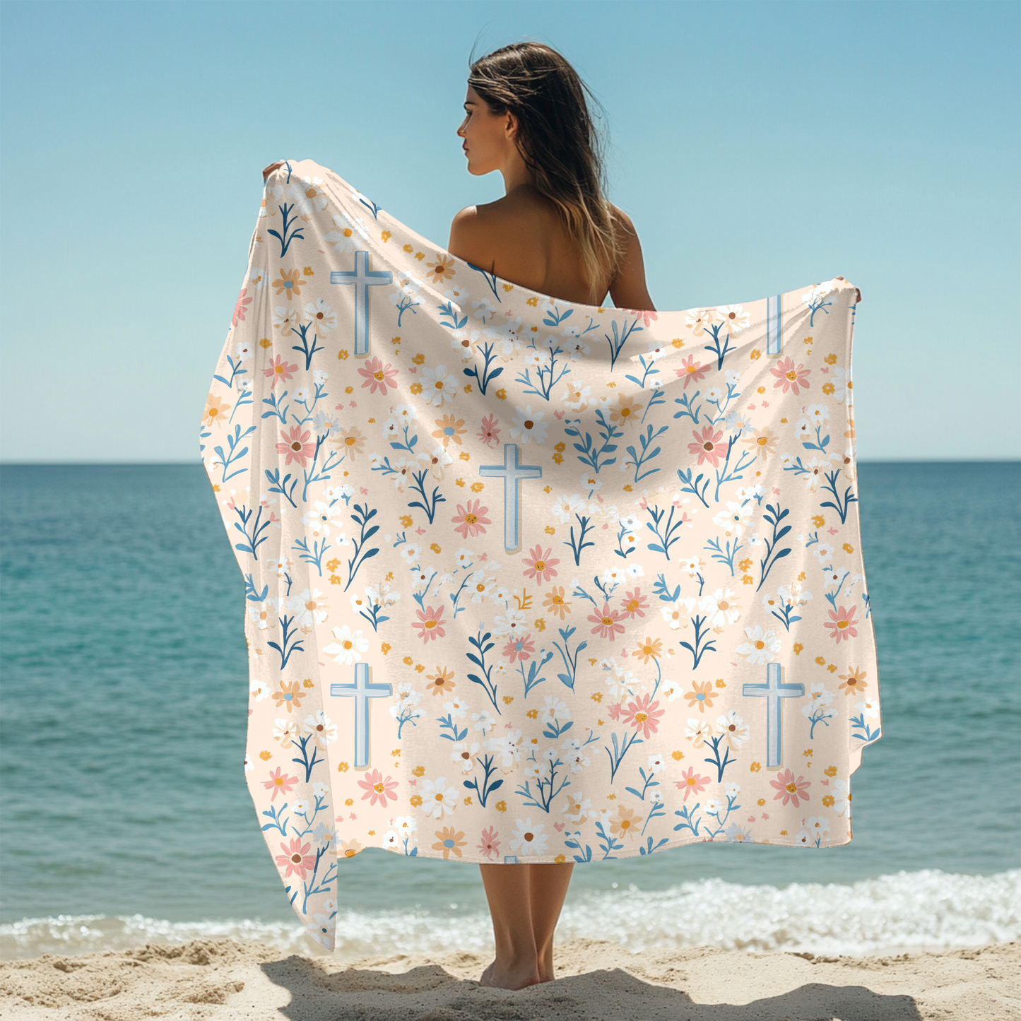 Floral Cross Beach Towel