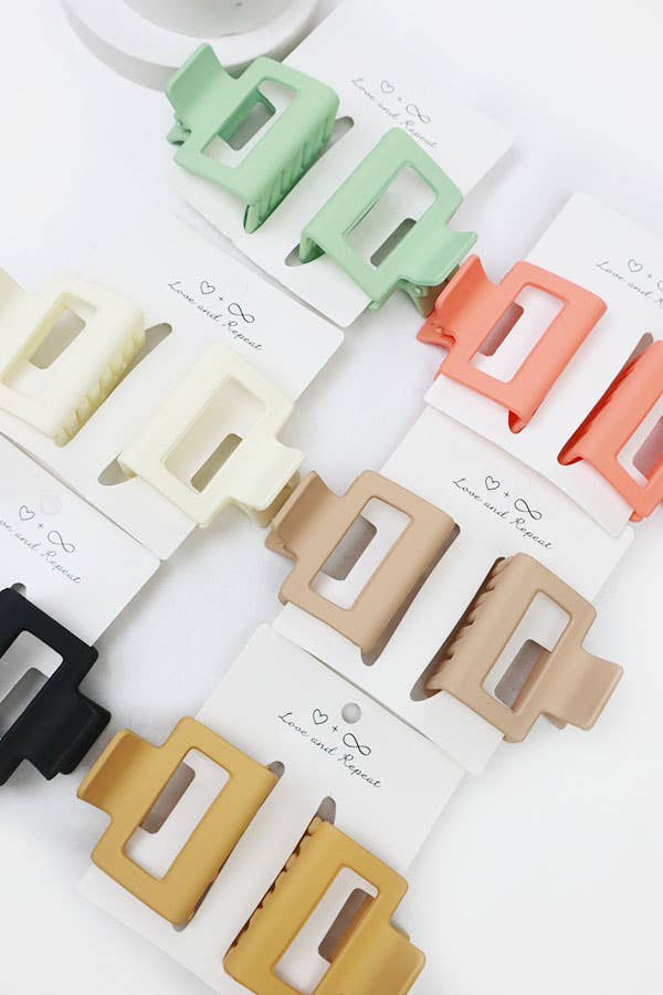 24-Pcs Small Matt Cut Out Rectangle Hair Claw: MIX COLOR / ONE