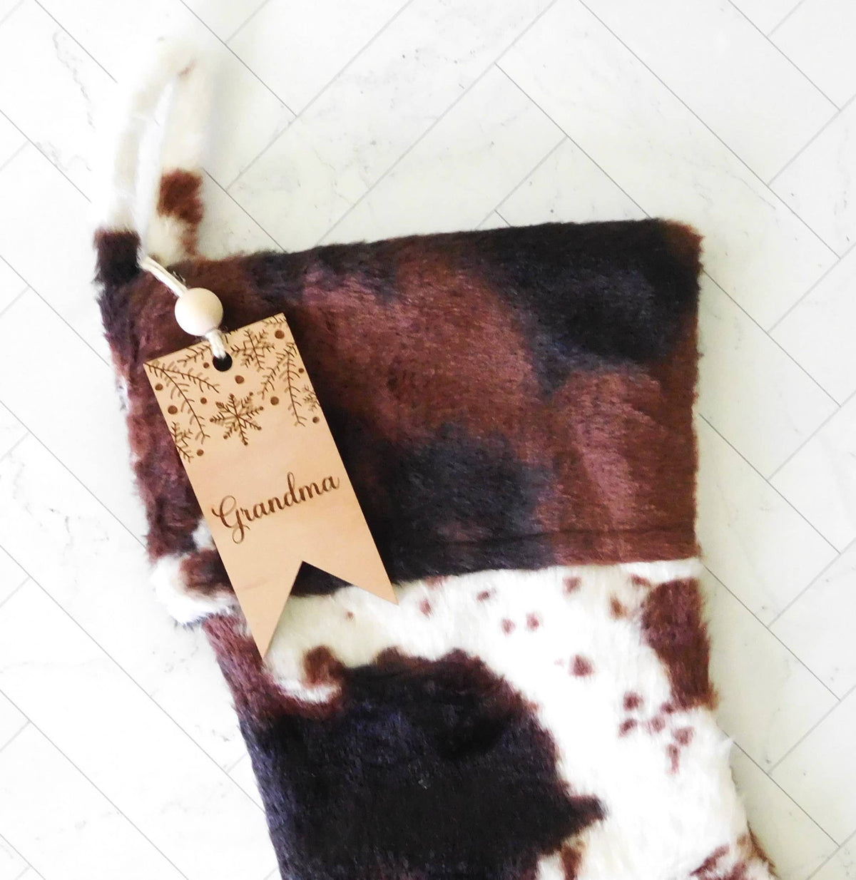Cow Print Christmas Stocking: No Name Tag
