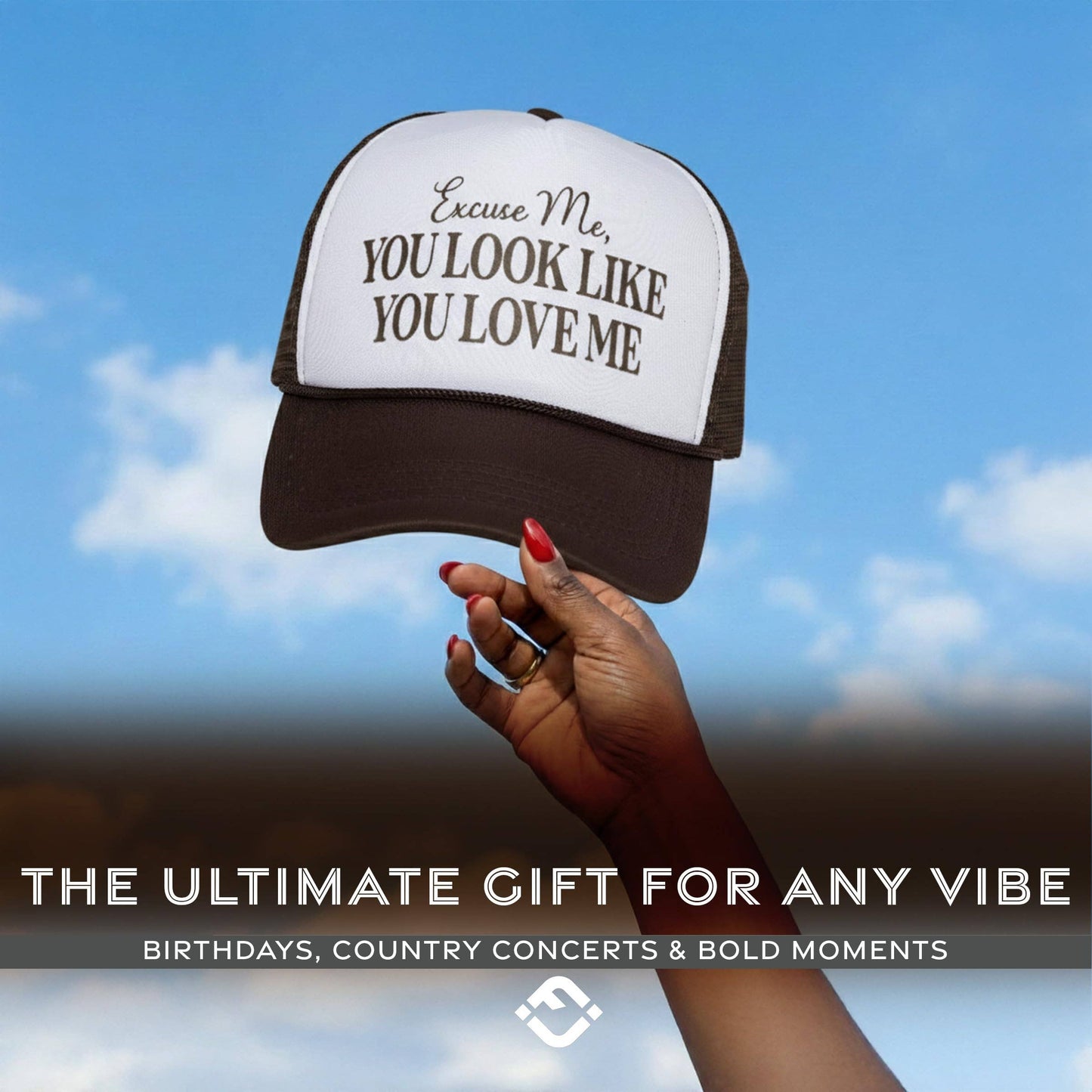 Foam Trucker Hat - You Look Like You Love Me - Brown/White