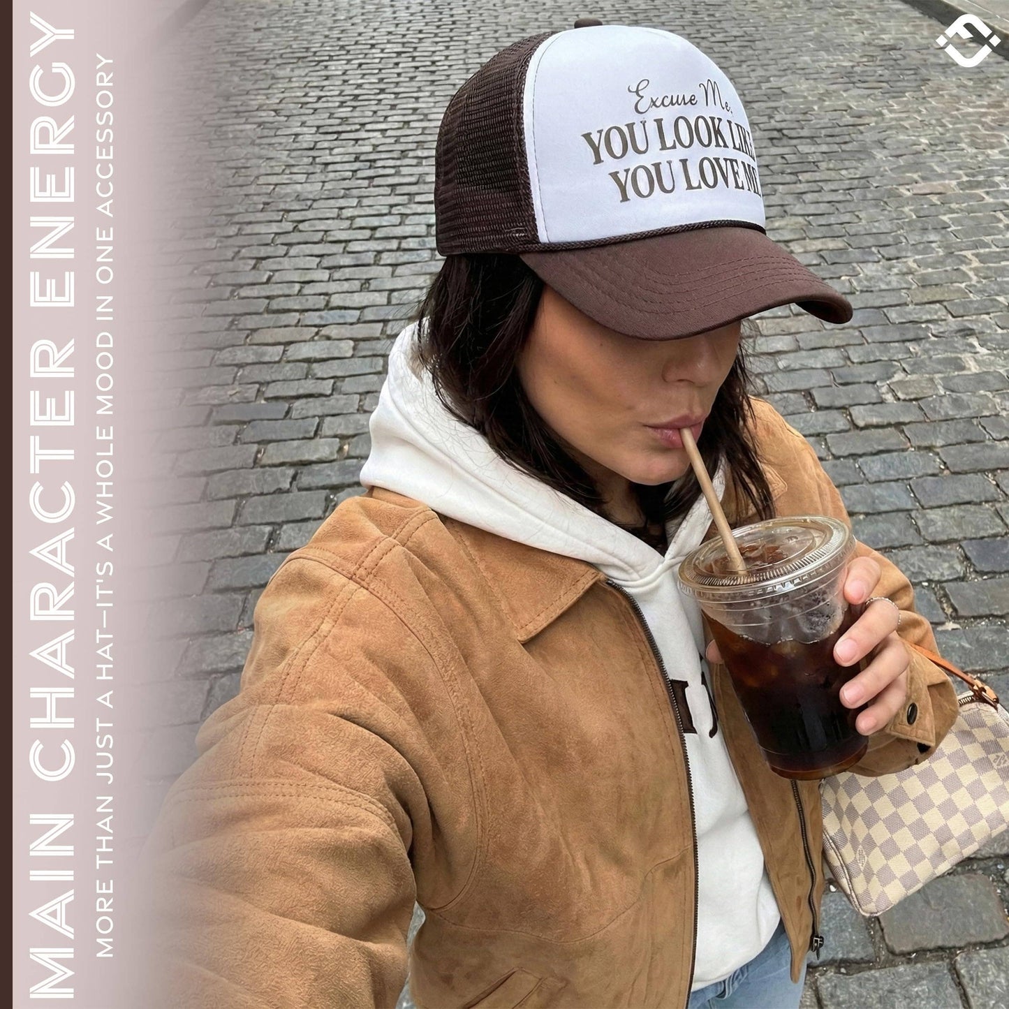 Foam Trucker Hat - You Look Like You Love Me - Brown/White