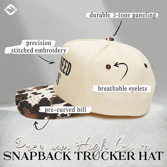 Two Tone Cap -  Y'all Need Jesus - Cow Print/Beige