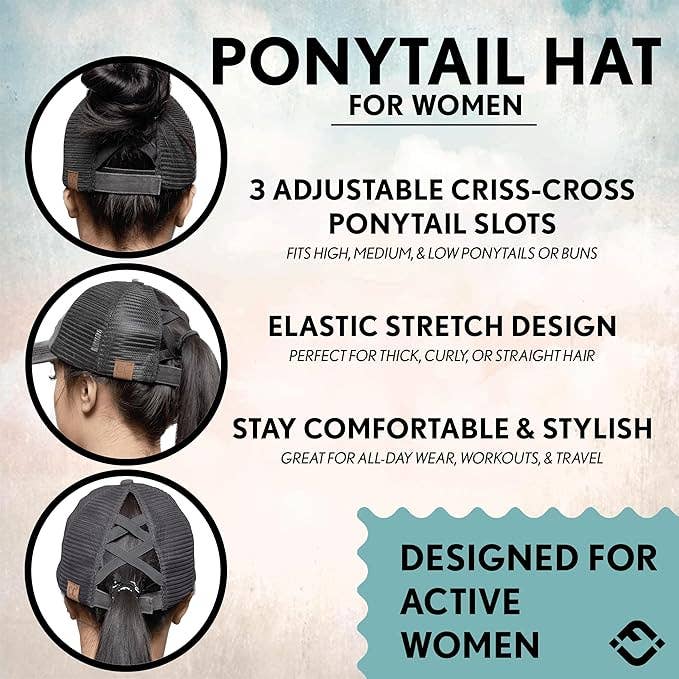 2 Tone Criss Cross Distressed Ponycap - Cow Print - Black