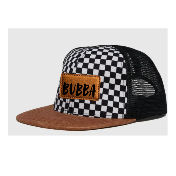Flat Brim Trucker Hat -Checker/Faux