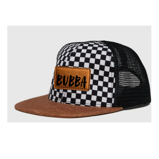 Flat Brim Trucker Hat -Checker/Faux